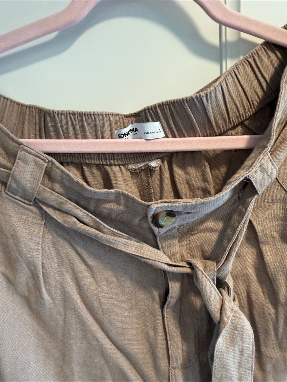 Sonoma Women’s Tan Tie-Waist Pants
